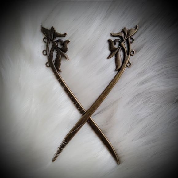 6" Bronze Asian Hair Pins - Picture 2 of 5